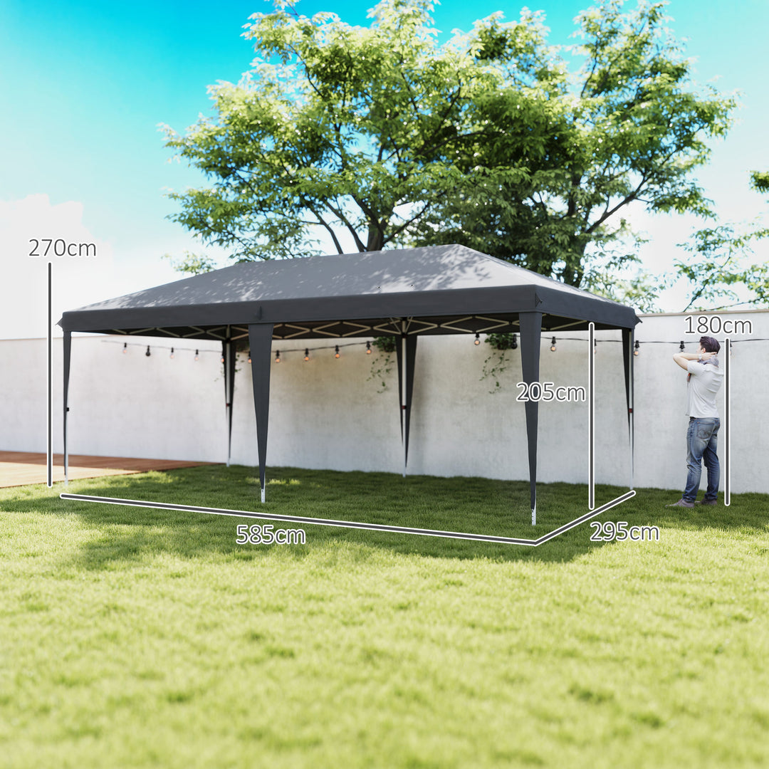 Outsunny Pop Up Gazebo, Double Roof Foldable Canopy Tent, Wedding Awning Canopy w/ Carrying Bag, 6 m x 3 m x 2.65 m, Grey