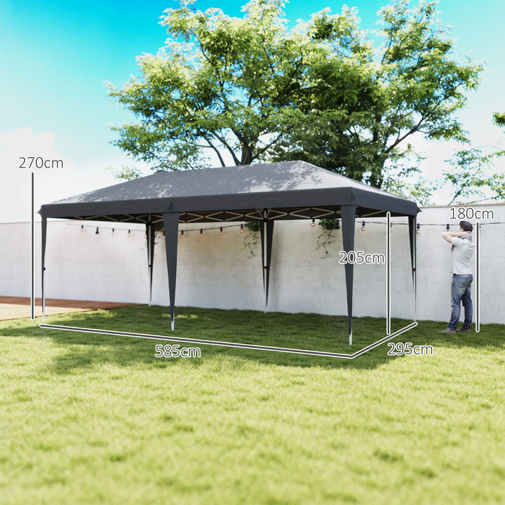 Outsunny Pop Up Gazebo, Double Roof Foldable Canopy Tent, Wedding Awning Canopy w/ Carrying Bag, 6 m x 3 m x 2.65 m, Grey