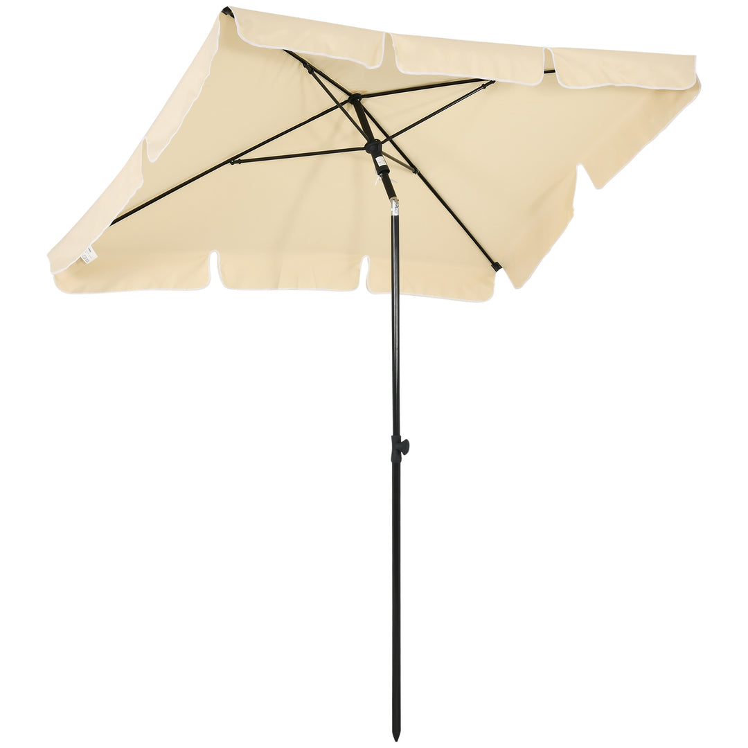 Outsunny Aluminium Sun Umbrella Parasol Patio Garden Rectangular Tilt 2M x 1.25M Beige