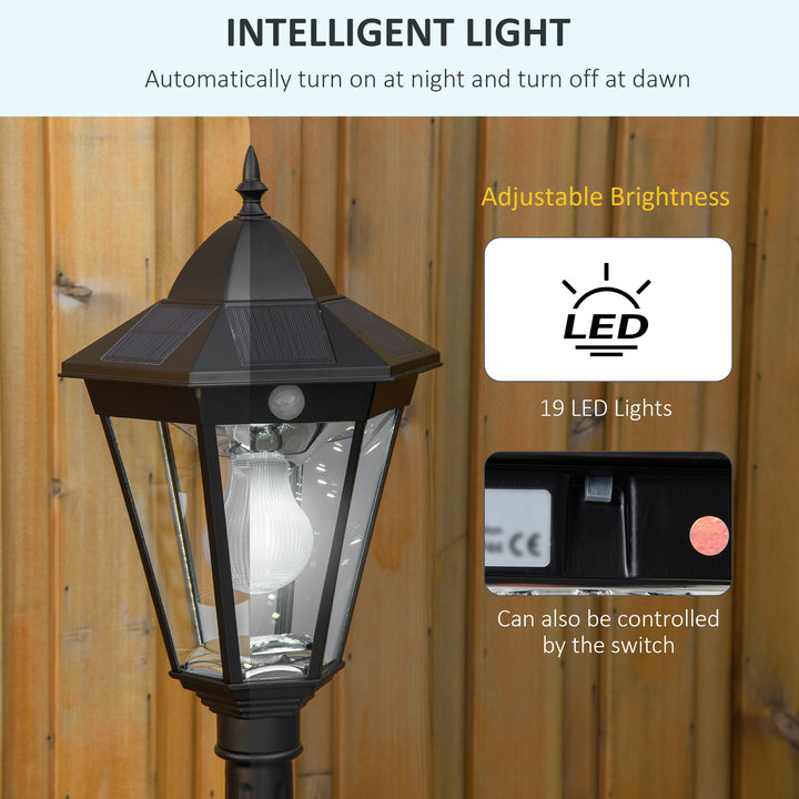 Garden Lamp Post, Outdoor Lantern Lamp with Aluminium Frame, Black