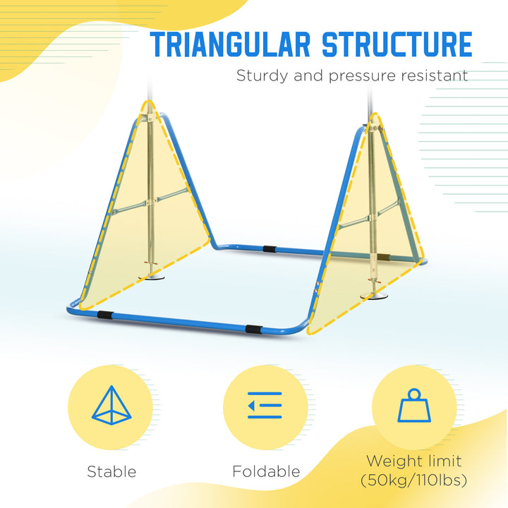 Gymnastics Bar for Kids, Folding Horizontal Bars with Adjustable Height, Training Bar with Triangle Base, Blue