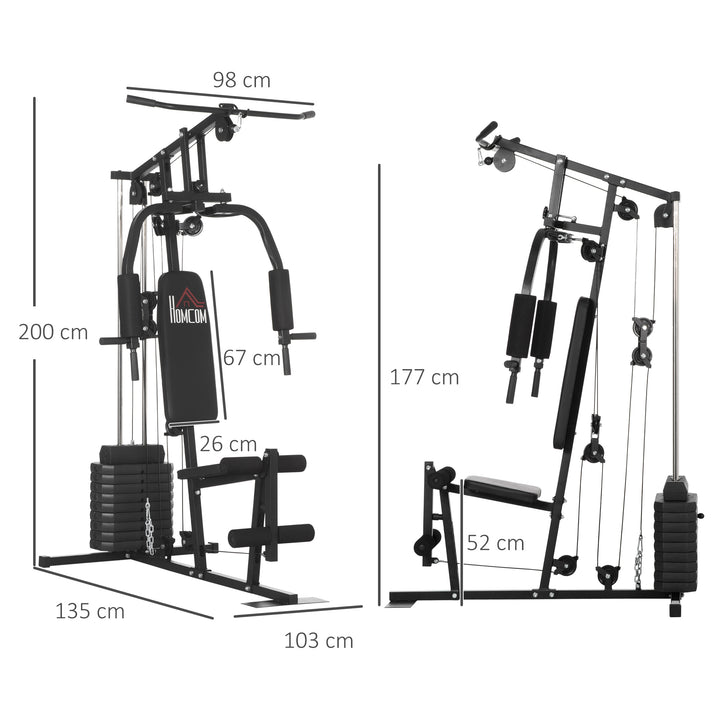 Multifunction Home Gym Machine, with 45kg Weight Stacks, for Strength Training