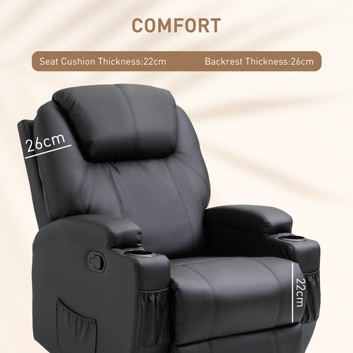 Recliner Sofa Chair PU Leather Armchair Cinema Massage Chair Swivel Nursing Gaming Chair Black