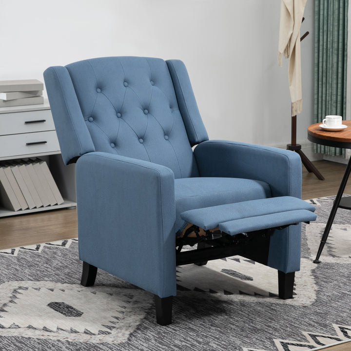 Recliner Chair, Button Tufted Cloth with Leg Rest, Deep Blue