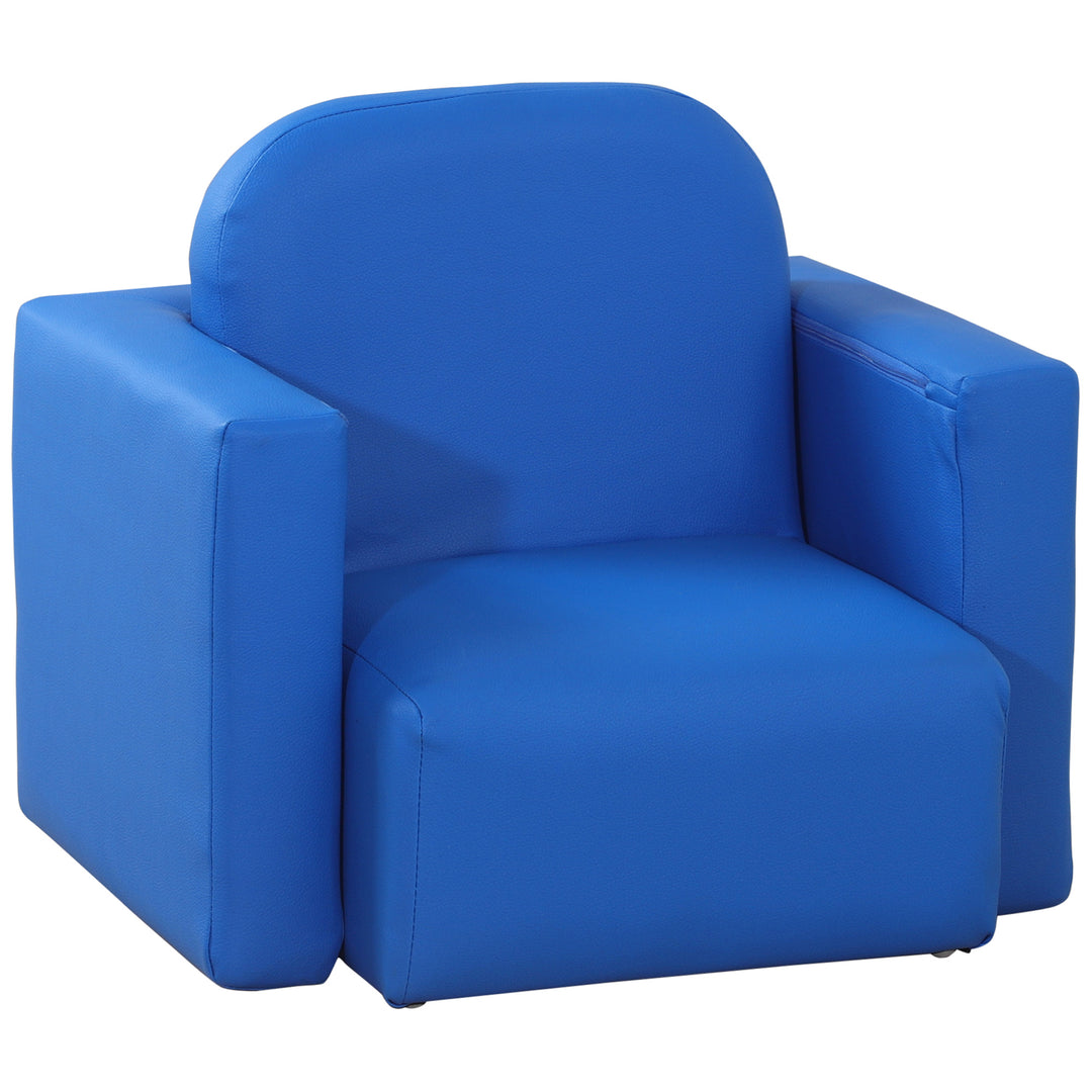 2 In 1 Toddler Sofa Chair,  48 x 44 x 41 cm, for Game Relax Playroom, Blue