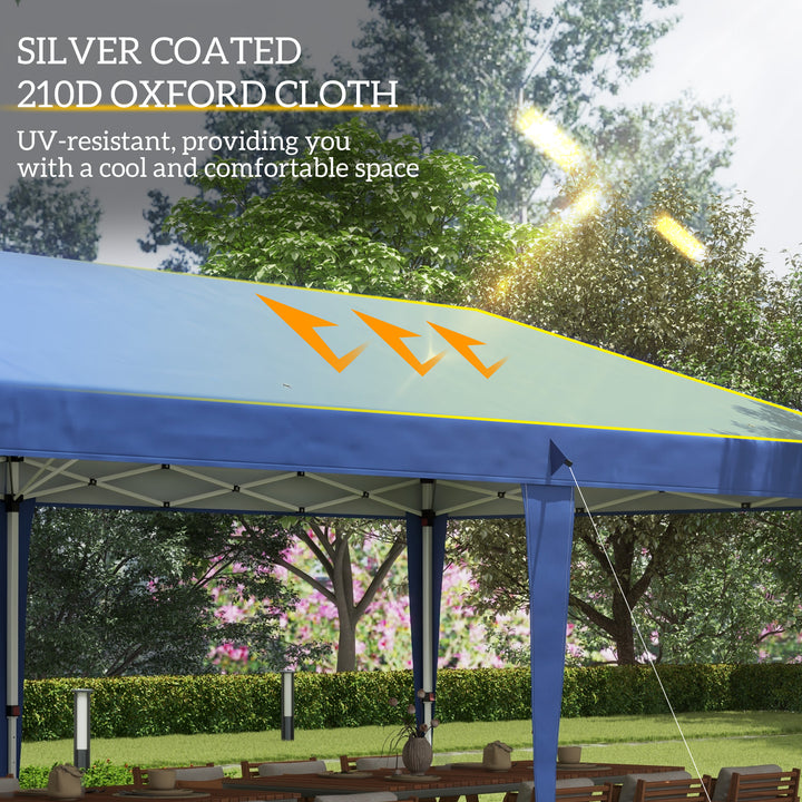 Outsunny Pop Up Gazebo, Double Roof Foldable Canopy Tent, Wedding Awning Canopy w/ Carrying Bag, 6 m x 3 m x 2.65 m, Blue