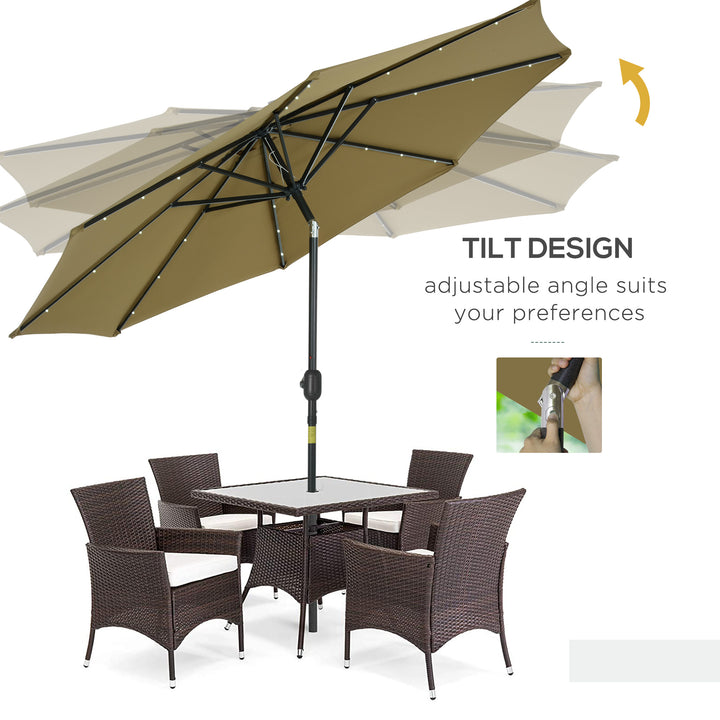 24 LED Solar Powered Parasol Umbrella-Brown