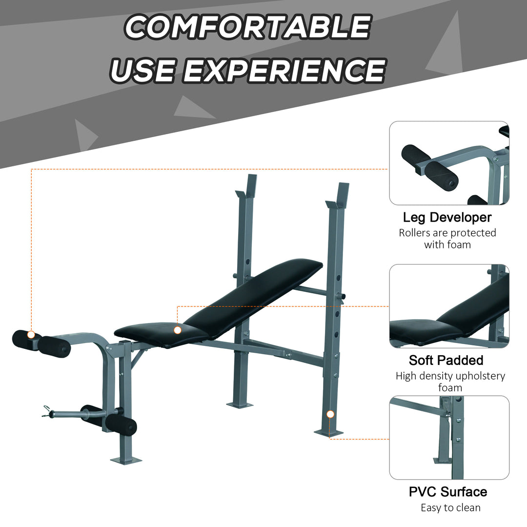 Heavy Duty Adjustable Multi Gym Chest Leg Arm Weight Bench - Black/Silver