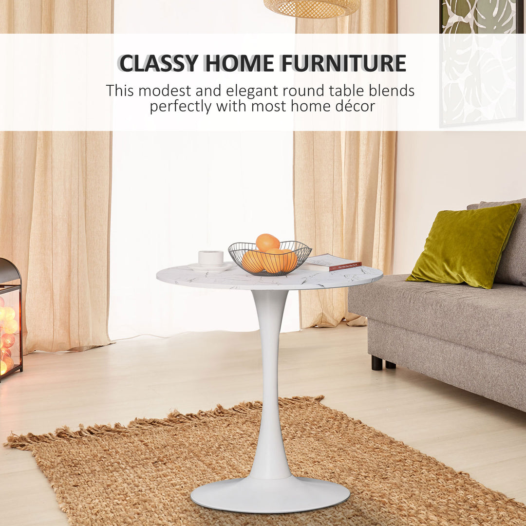 Modern Round Dining Table Leisure Coffee Bistro Table with Metal Base for Kitchen &amp; Dining Room White
