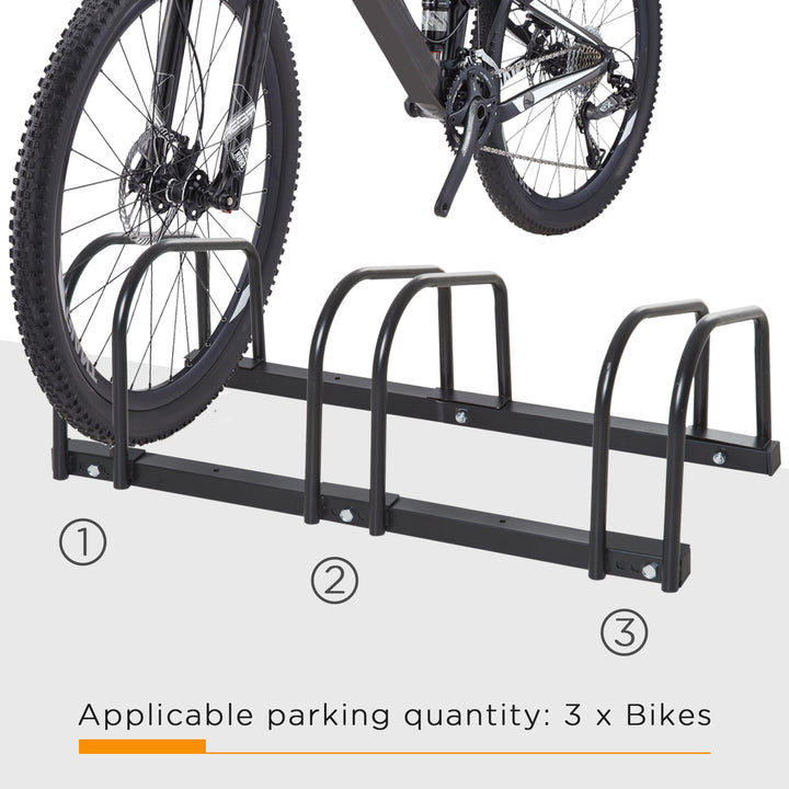 HOMCOM Bike Stand Parking Rack Floor or Wall Mount Bicycle Cycle Storage Locking Stand 76L x 33W x 27H (3 Racks, Black)