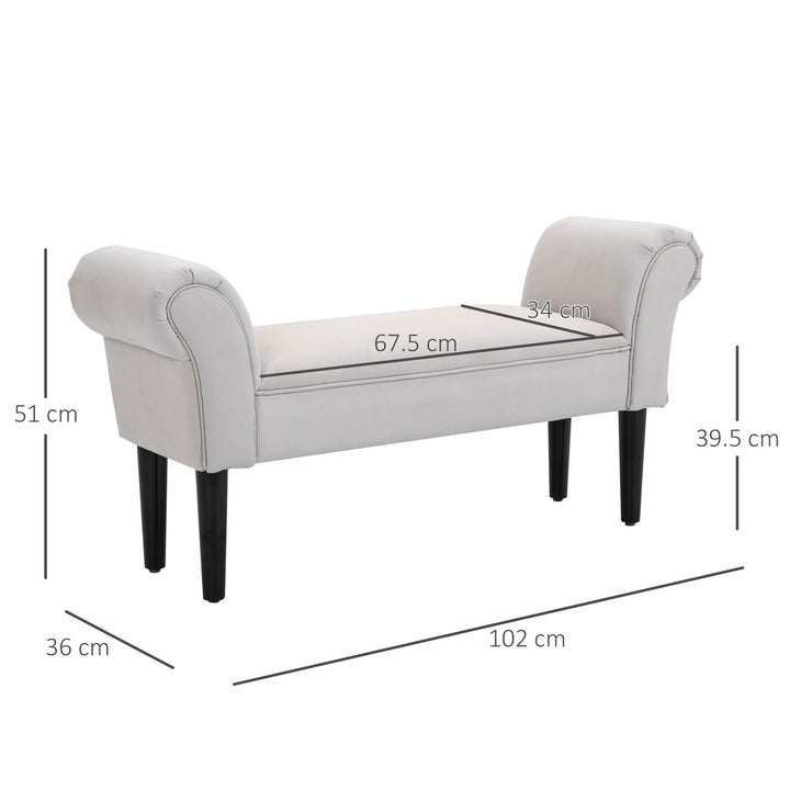 Small Linen Upholstered Ottoman Bench - Grey