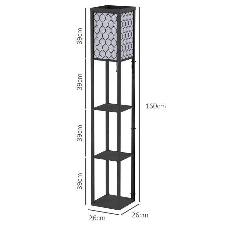 Shelf Floor Lamp Modern Standing Lamp for Living Room Light with 4-tier Open Shelves Large Storage Display