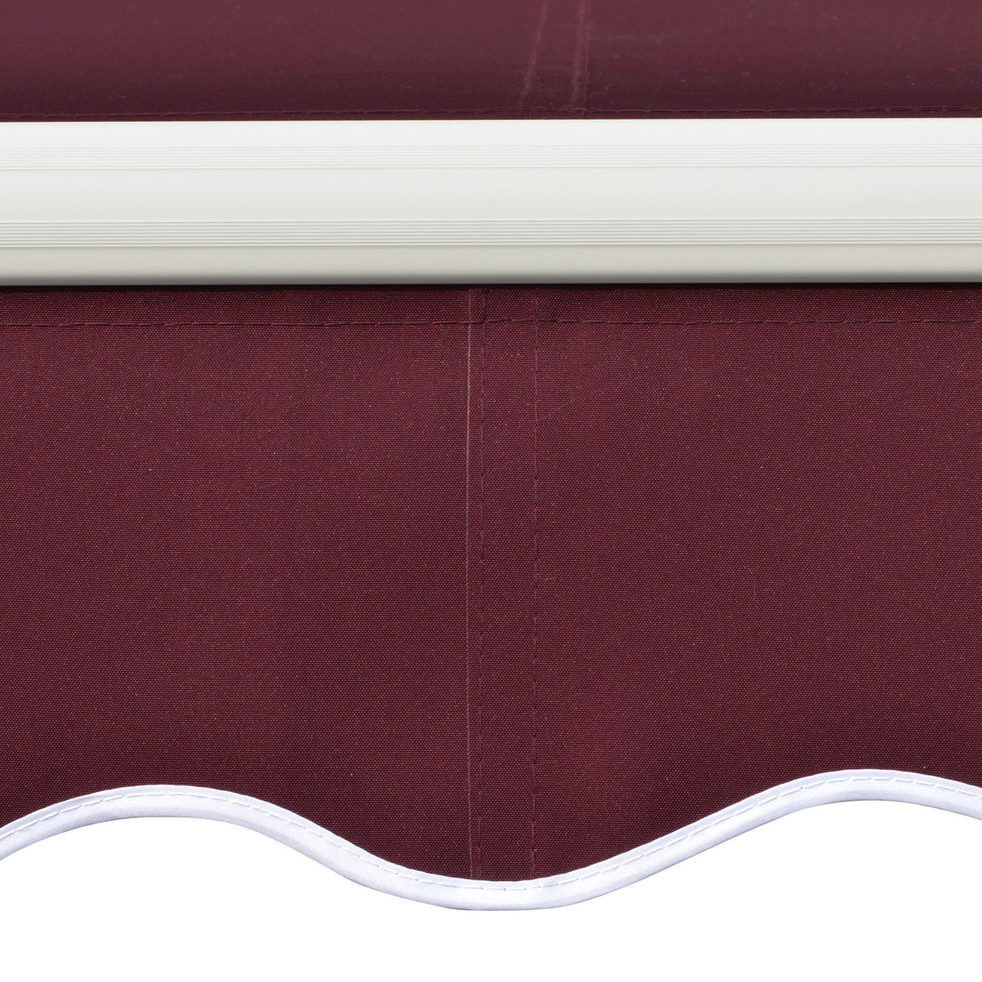 3x4m Garden Patio Retractable Manual Awning Window Door Sun Shade Canopy with Fittings and Crank Handle Wine Red