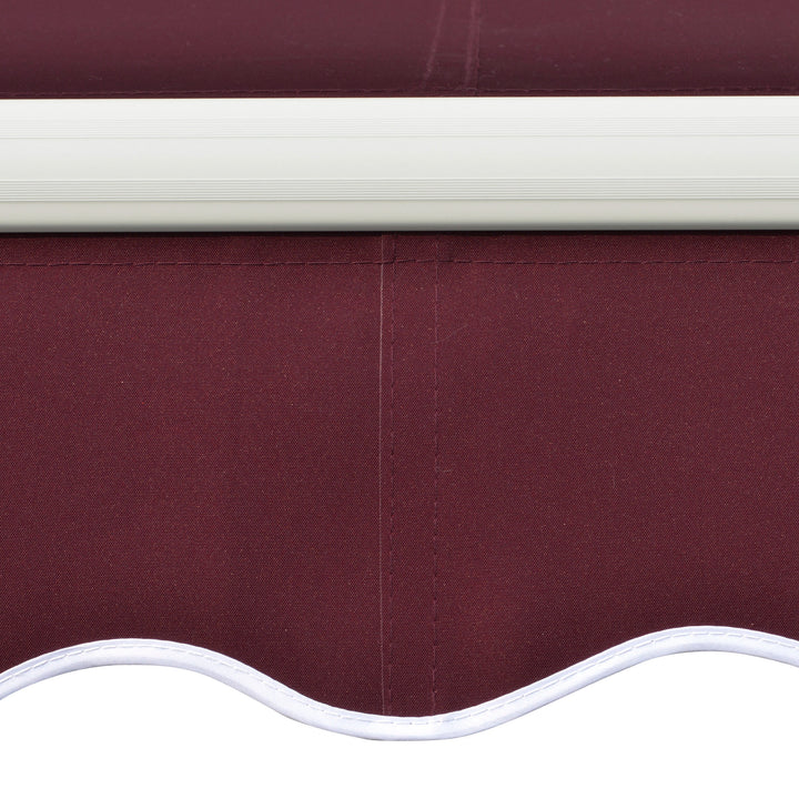 3x4m Garden Patio Retractable Manual Awning Window Door Sun Shade Canopy with Fittings and Crank Handle Wine Red