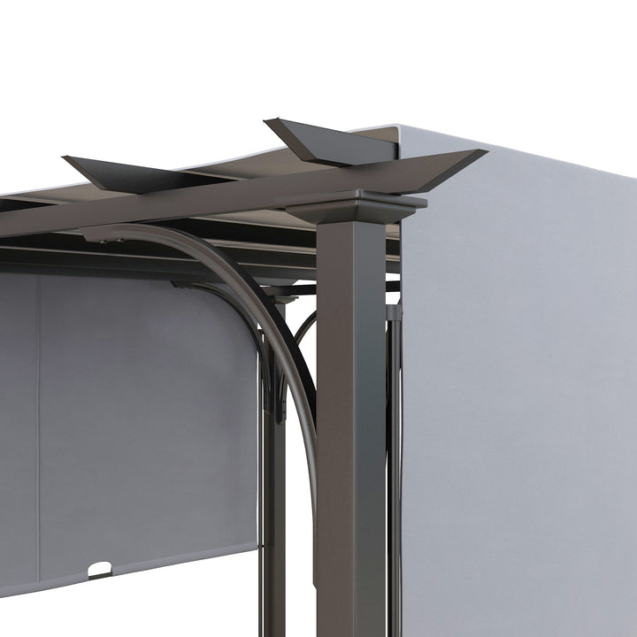 3 x 3(m) Garden Pergola, Outdoor Retractable Pergola Gazebo with Adjustable Canopy, Sun Shade Patio Canopy Shelter, Grey