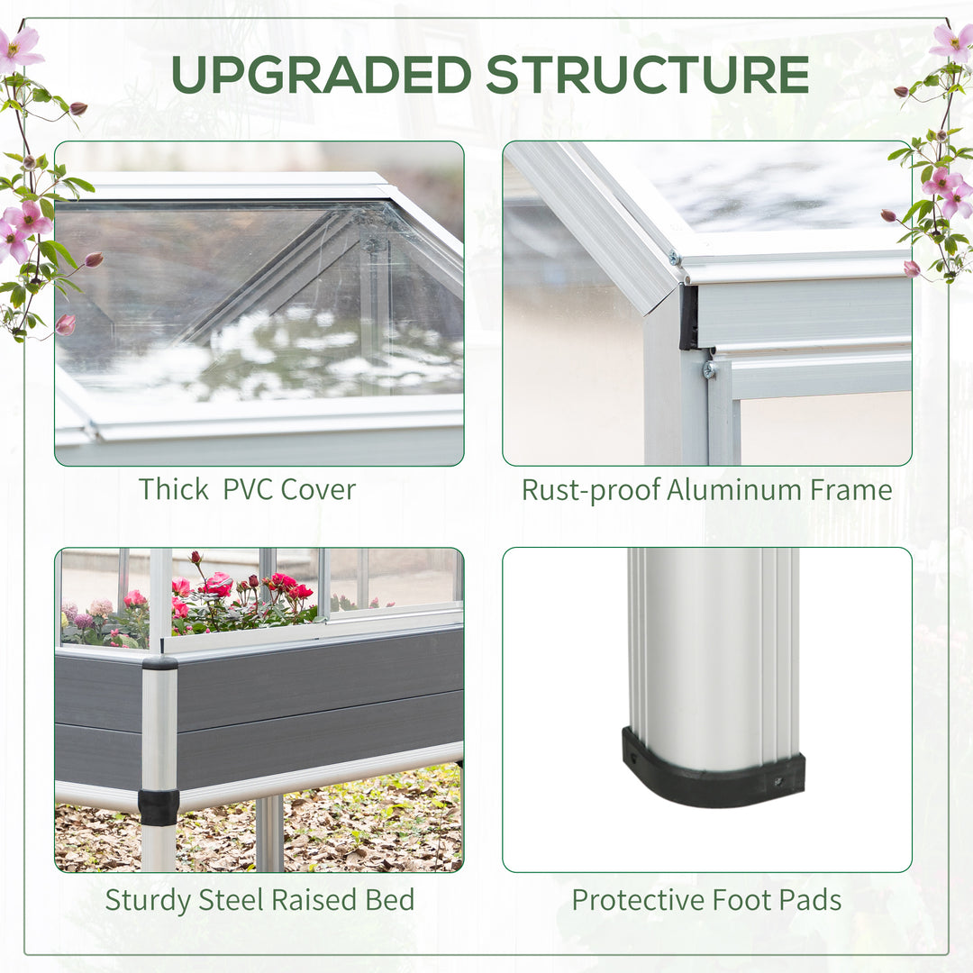 Galvanised Steel Raised Beds for Garden with Greenhouse, Raised Planters with Cover and Openable Windows