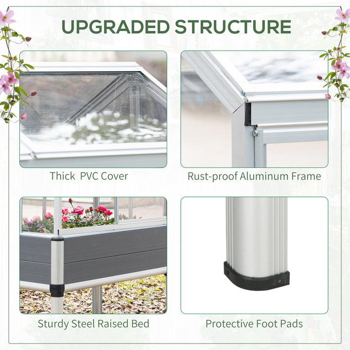 Galvanised Steel Raised Beds for Garden with Greenhouse, Raised Planters with Cover and Openable Windows
