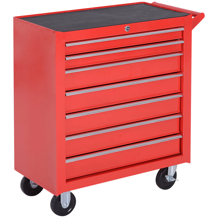 Roller Tool Cabinet Storage Chest Box 7 Drawers Roll Wheels Garage Workshop Red