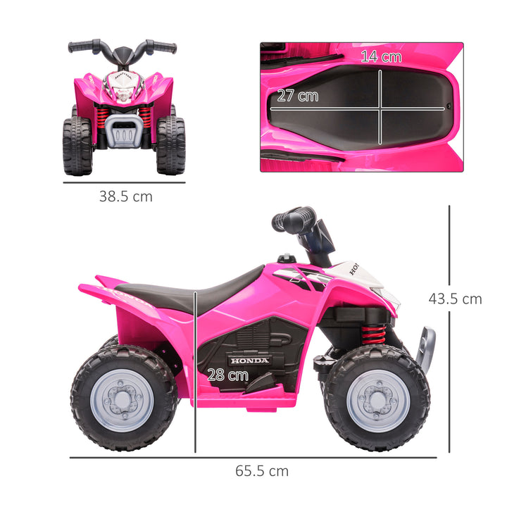 Honda Licensed Kids Quad Bike, 6V Electric Ride on Car ATV Toy with LED Light Horn for 1.5-3 Years, Pink