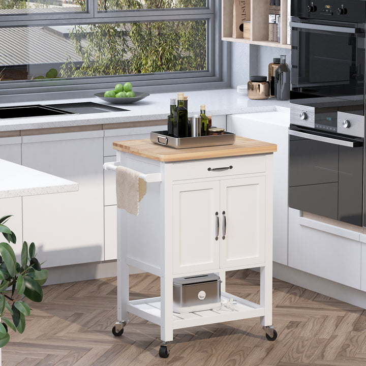 Kitchen Island W/ Drawer-White/Oak Colour