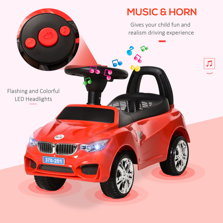 Ride on Sliding Car Baby Toddler Walker Foot to Floor Slider Stroller w/ Horn Music Working Lights Hidden Storage Big Steering Wheel Red