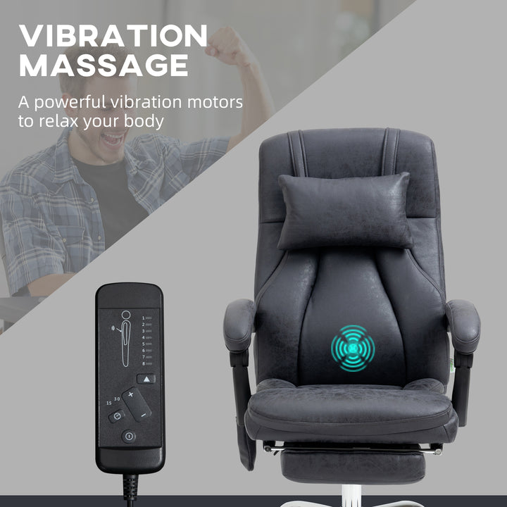 Vinsetto High Back Vibration Massage Office Chair with Headrest, Reclining Computer Chair with Footrest, Swivel Wheels, Remote