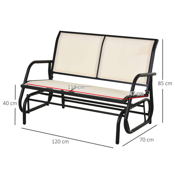 2-Person Outdoor Glider Bench Patio Double Swing Gliding Chair Loveseat w/Power Coated Steel Frame for Backyard Garden Porch, Beige