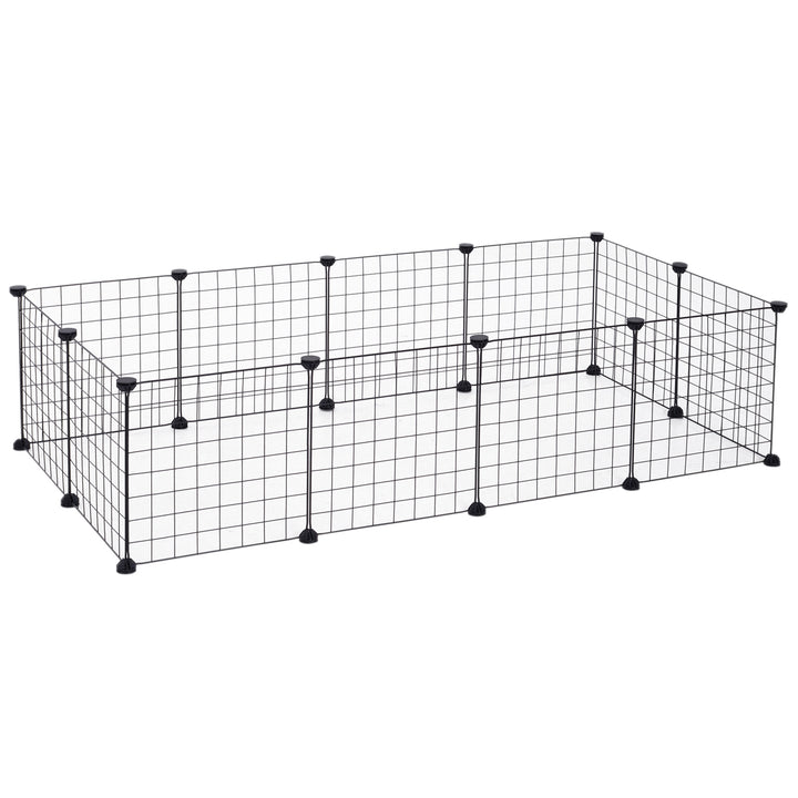 Modular Pet Playpen Metal Wire, 106Lx73Wx36Hcm-Black