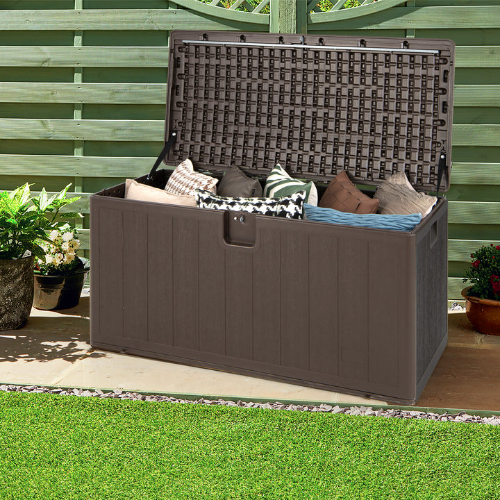 400L Outdoor Storage Deck Box wIth Lockable Cover