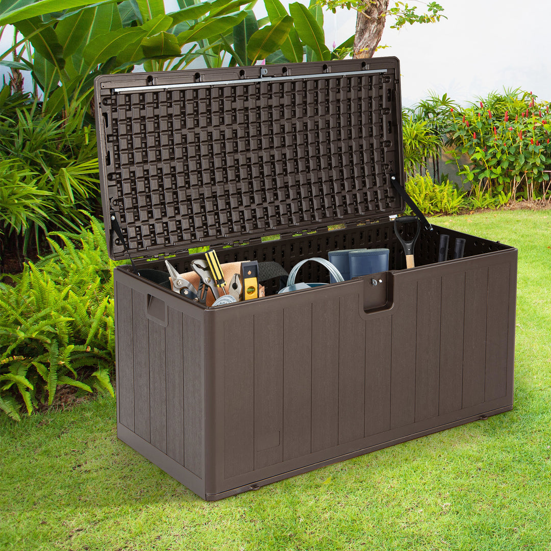 400L Outdoor Storage Deck Box wIth Lockable Cover