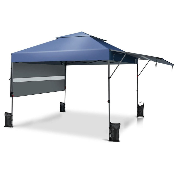 Gazebo with Adjustable Dual Awnings and Height-Navy