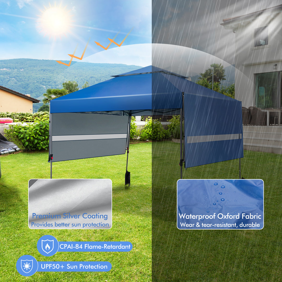 Gazebo with Adjustable Dual Awnings and Height-Navy