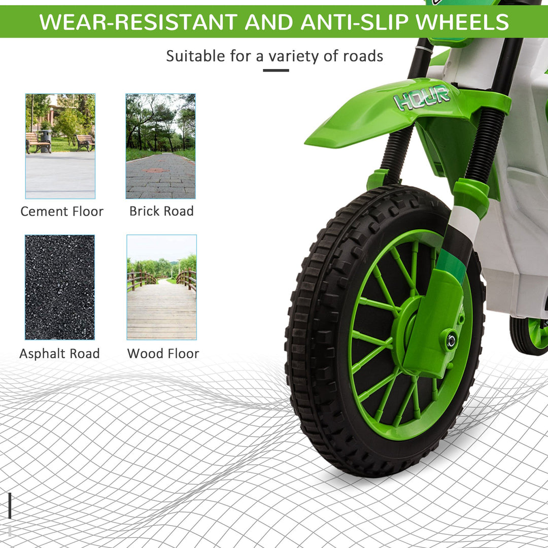12V Kids Electric Motorbike Ride On Motorcycle Vehicle Toy with Training Wheels for 3-5 Years Old, Green
