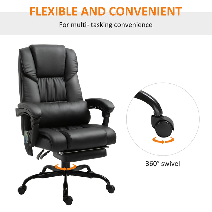 Vinsetto 6-Point PU Leather Massage Racing Chair Electric Padded Recliner Chair Height Angle Adjustable 5 Wheels w/ Remote Footrest Home Office Black