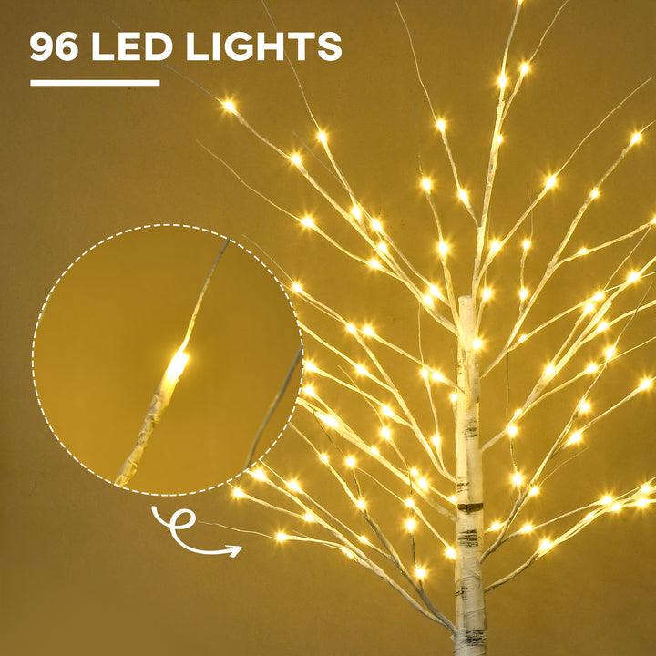 6ft Artificial White Birch Tree Light with 96 Warm White Pre-Lit LED Light for Indoor and Covered Outdoor Use