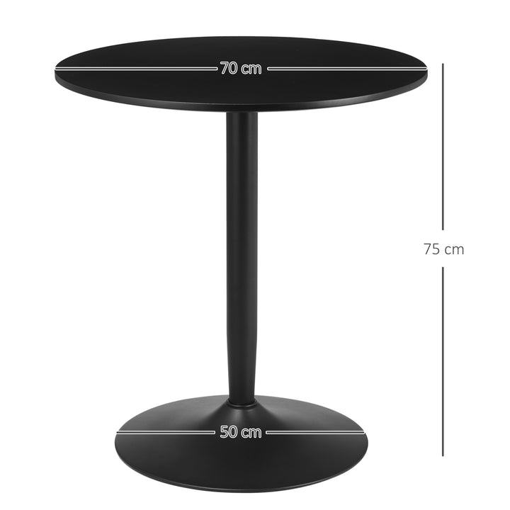 Round Dining Table, Modern Dining Room Table with Steel Base, Non-slip Foot Pad, Space Saving Small Dining Table, Black