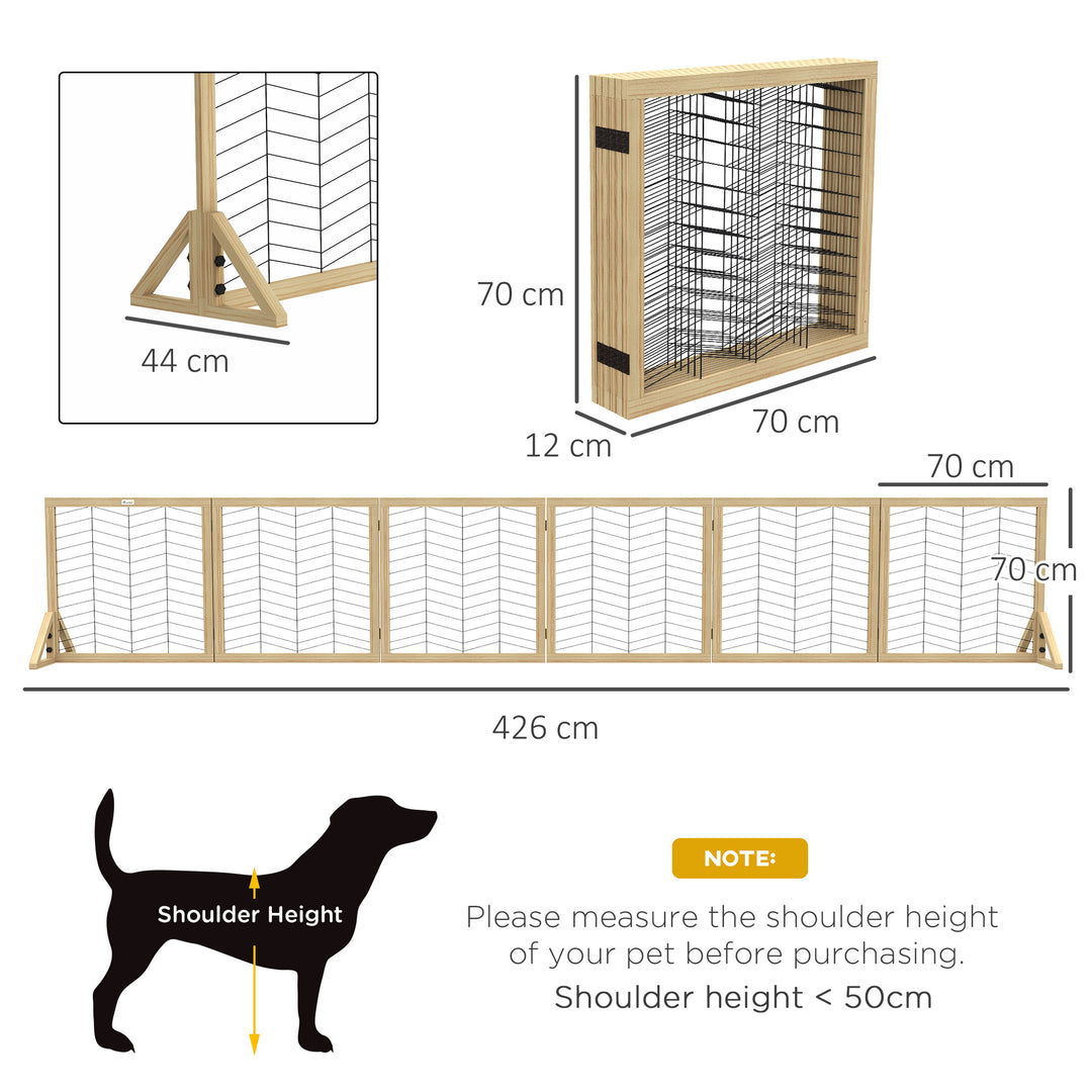 Pet Gate, Wooden Dog Barrier w/ 2PCS for Medium Dogs - Natural Wood Finish