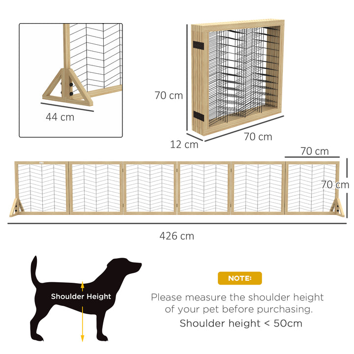Pet Gate, Wooden Dog Barrier w/ 2PCS for Medium Dogs - Natural Wood Finish