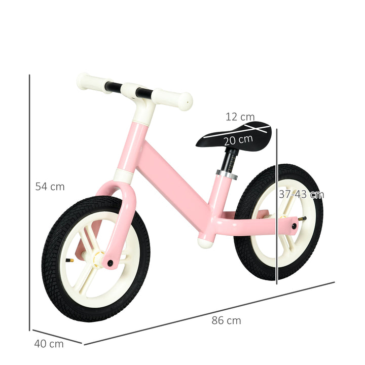 Kids Balance Bike, 12" No Pedal Training Bike for Children with Adjustable Seat, 360¡ Rotation Handlebars - Pink