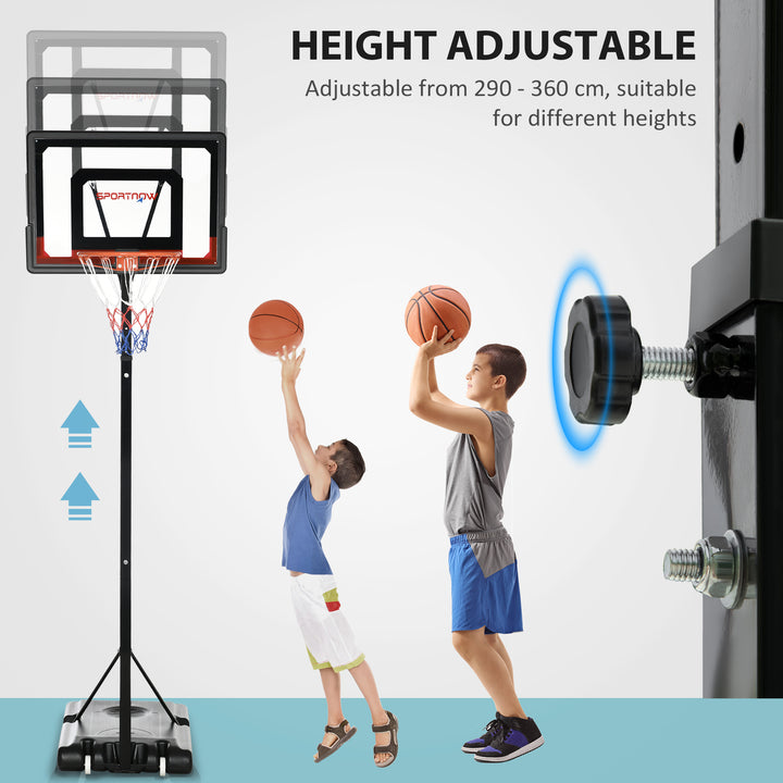 2.1-2.6m Adjustable Basketball Hoop and Basketball Stand w/ Sturdy Backboard and Weighted Base, Portable on Wheels