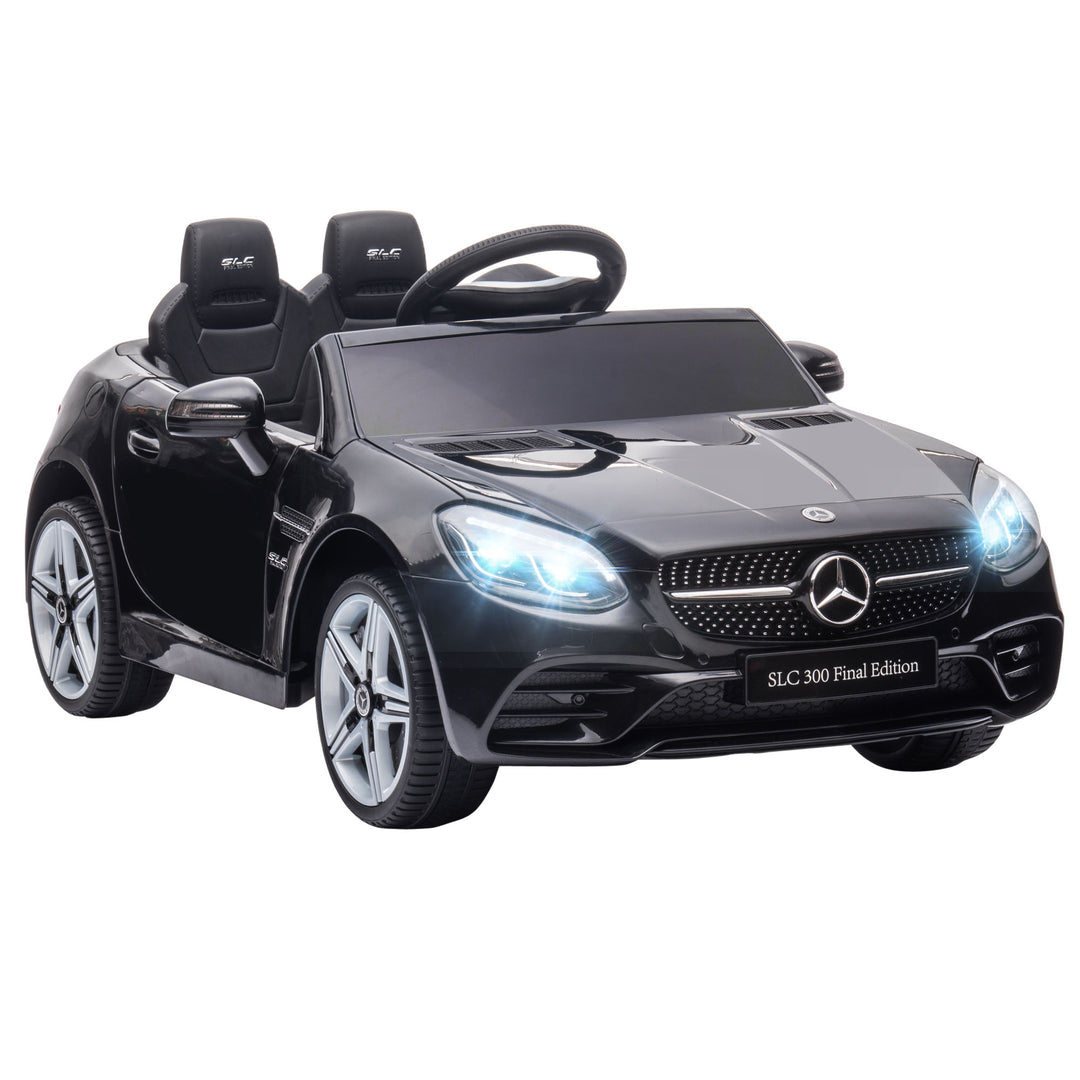 Mercedes Benz SLC 300 Licensed 12V Kids Electric Ride On Car with Parental Remote Two Motor Music Light Suspension Wheel for 3-6 Years Black