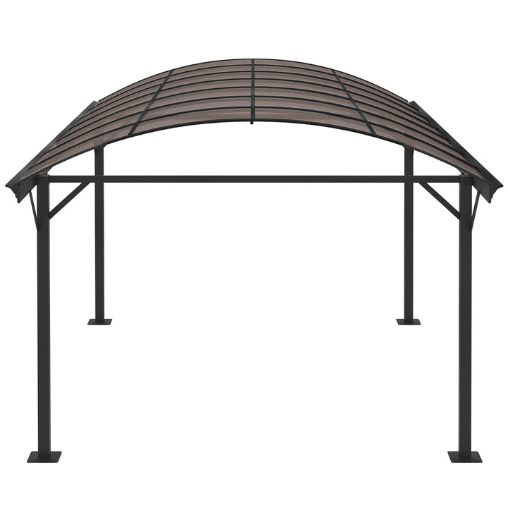 5 x 3(m) Hardtop Carport Aluminium Gazebo Pavilion Garden Shelter Pergola with Polycarbonate Roof, Brown