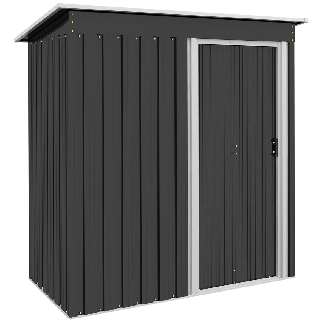 Outsunny 2 x 3ft Garden Storage Shed with Sliding Door and Sloped Roof Outdoor Equipment Tool Backyard, Black