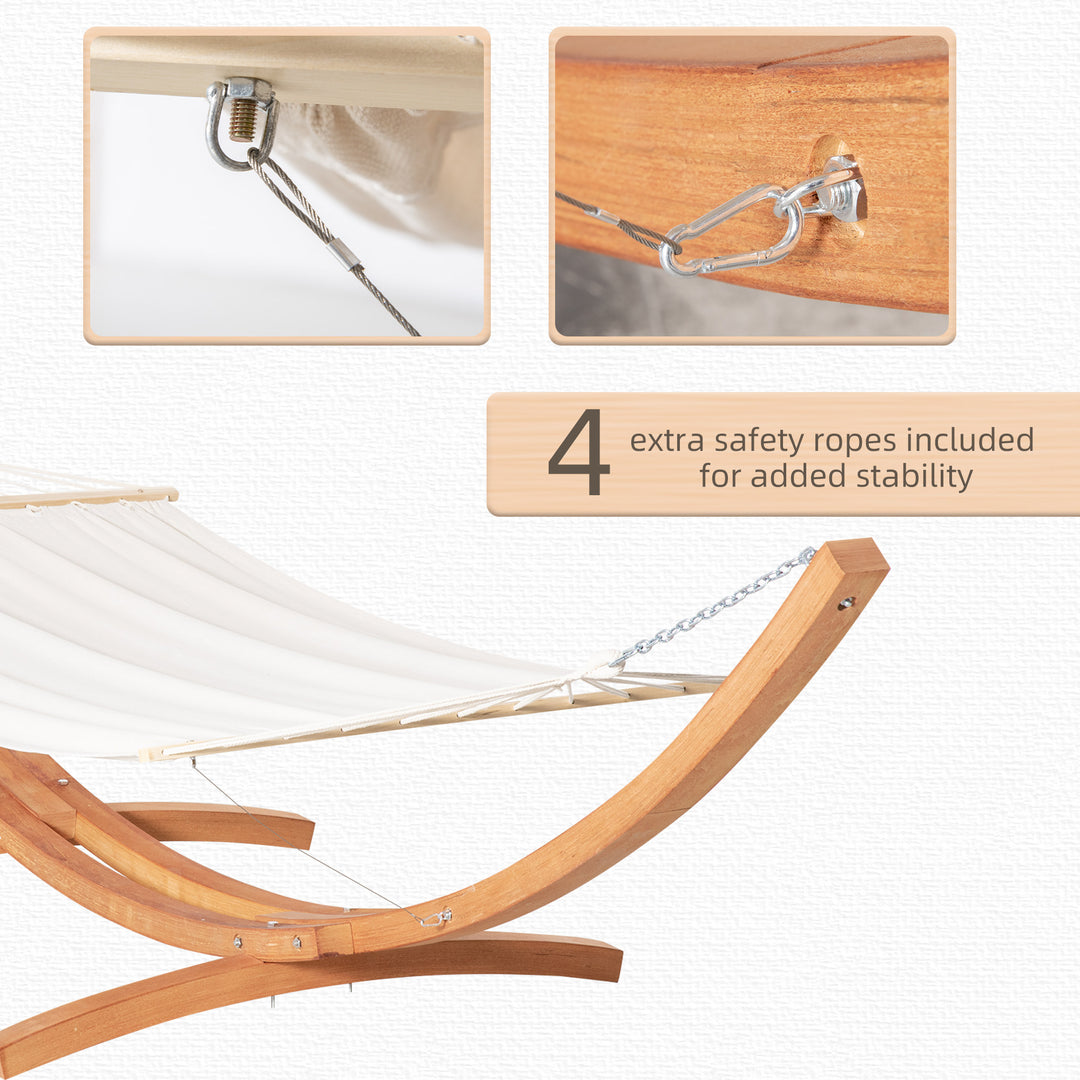 Outsunny Outdoor Garden Hammock with Wooden Stand Swing Hanging Bed for Patio White