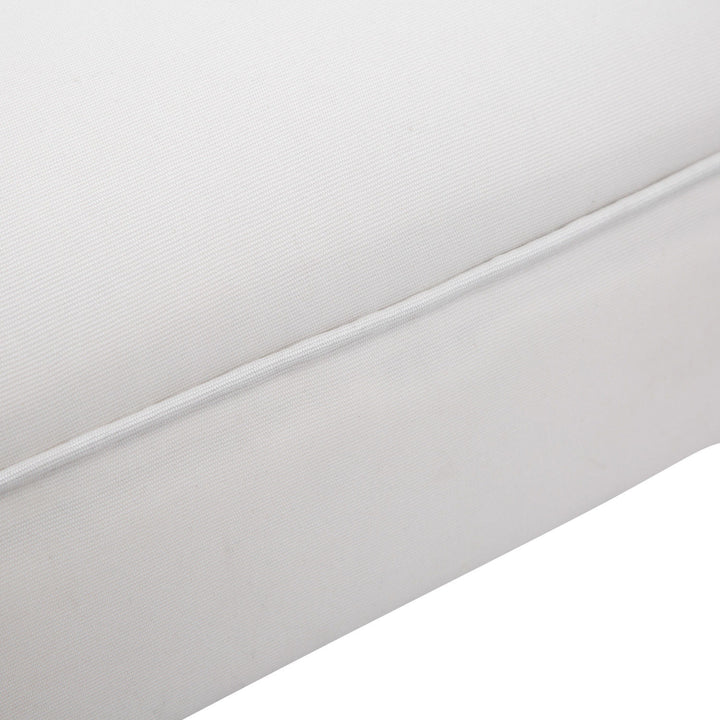 Small-sized Bed End Side Chaise Lounge Sofa Window Seat Arm Bench Wooden Leg Fabric Cover (White)
