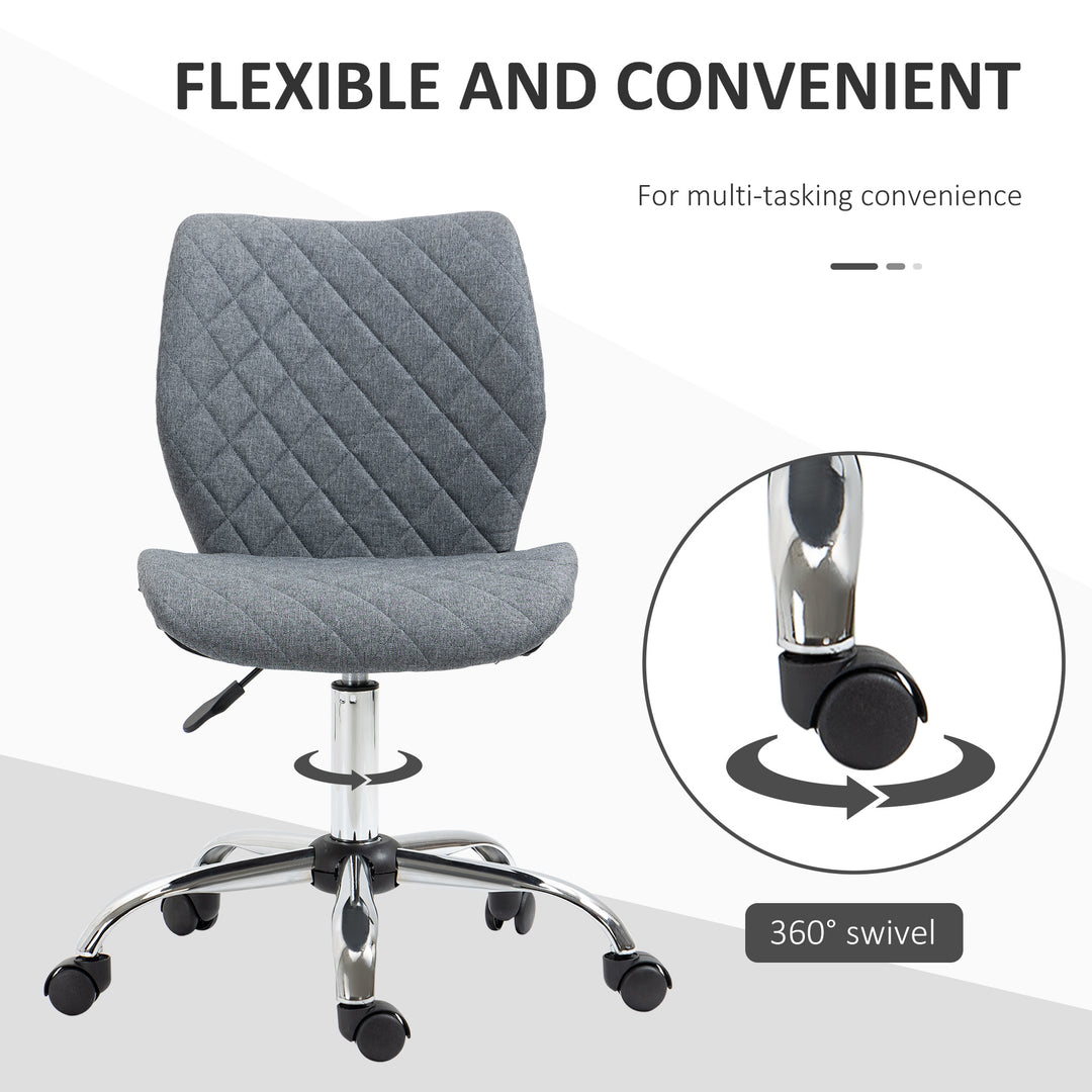 Vinsetto Mid Back Swivel Chair w/360° Swivel Height, thick sponge padded, Adjustable Home Office Linen Fabric Grey