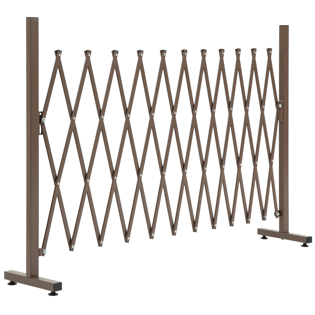 Expanding Trellis Fence Freestanding Movable Fence Foldable Garden Screen Panel Aluminum, 300cm x 103.5 cm, Dark Brown