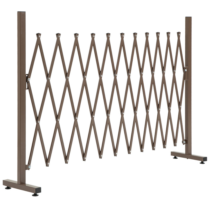 Expanding Trellis Fence Freestanding Movable Fence Foldable Garden Screen Panel Aluminum, 300cm x 103.5 cm, Dark Brown