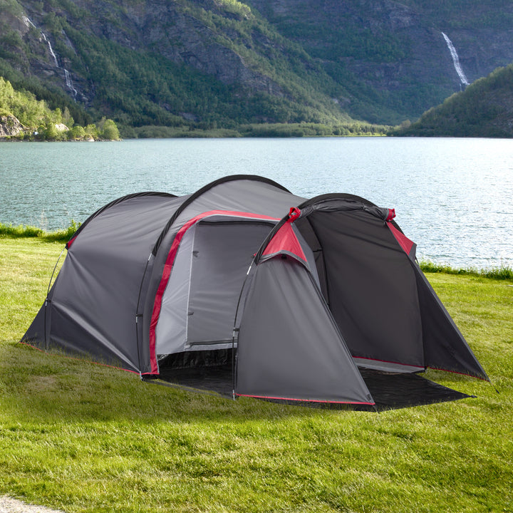 Camping Dome Tent 2 Room for 3-4 Person with Weatherproof Screen Room Vestibule Backpacking Tent Lightweight for Fishing & Hiking Dark Grey