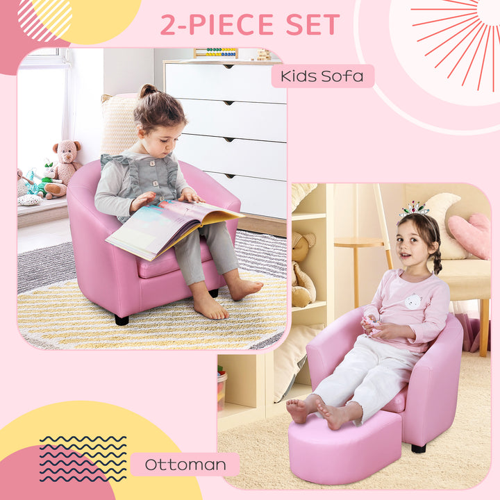 Kids Sofa Armchair with Thick Padding, Anti-skid Foot Pads-Pink